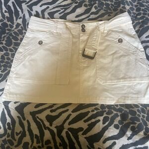 Forever 21 Skirt Ivory White Belted Mini Utility Pockets Casual Extra Large XL‎